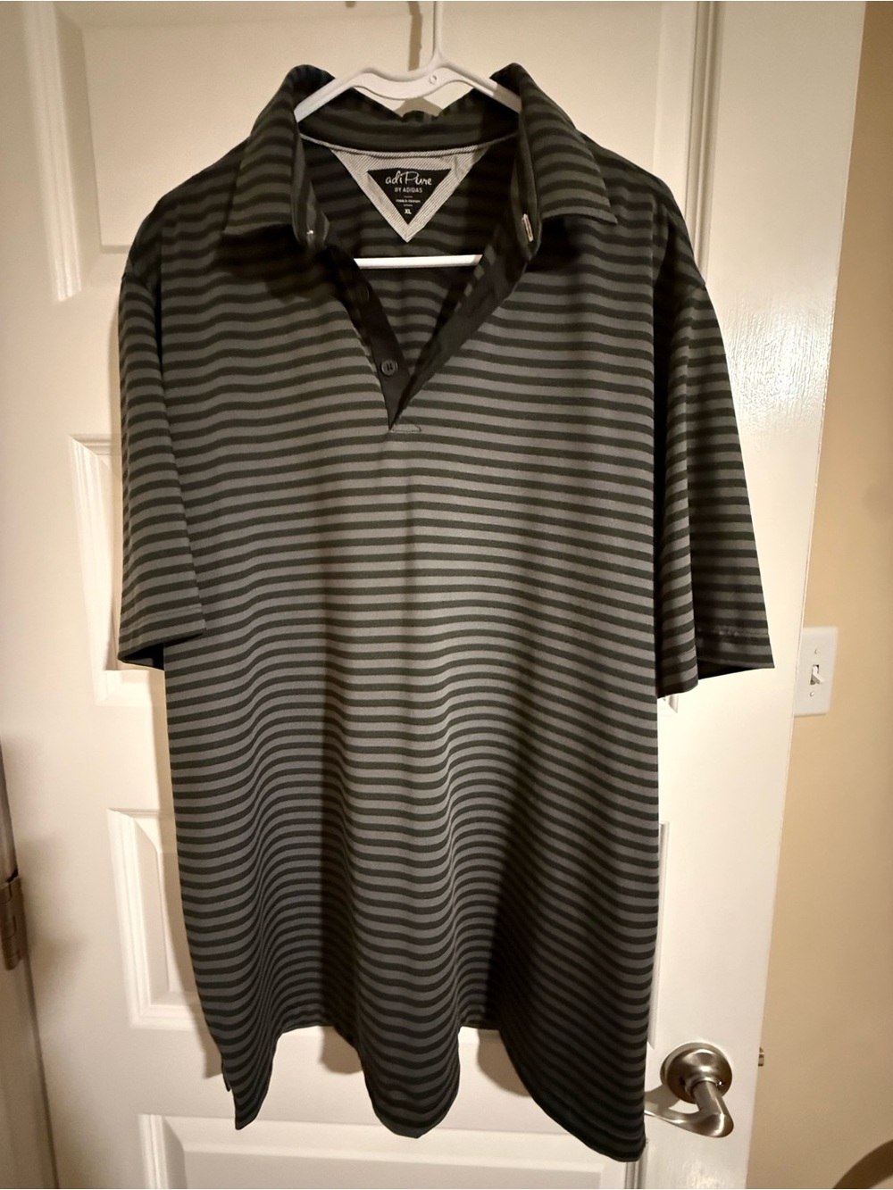 Adi Pure Adidas Men’s Striped Polo Shirt - Black & Gray